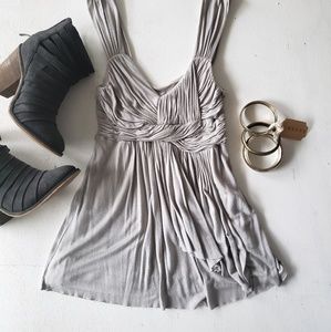 Detailed jersey peplum tank top pale grey layered